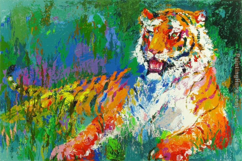 Resting Tiger painting - Leroy Neiman Resting Tiger art painting Resting Tiger painting - Leroy Neiman Resting Tiger art painting